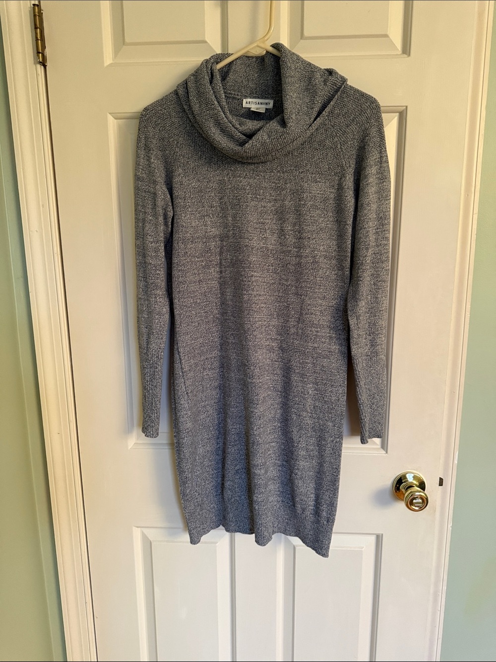 Artisan Ny Heather Gray Cowl Neck Sweater Dress
